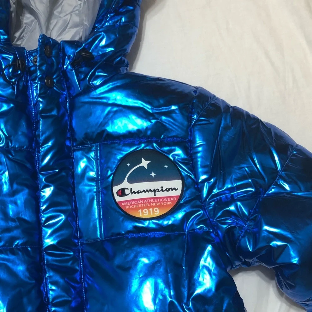 Champion  NASA Metallic‎ Puffer Jacket Blue Quilted - Picture 5 of 9